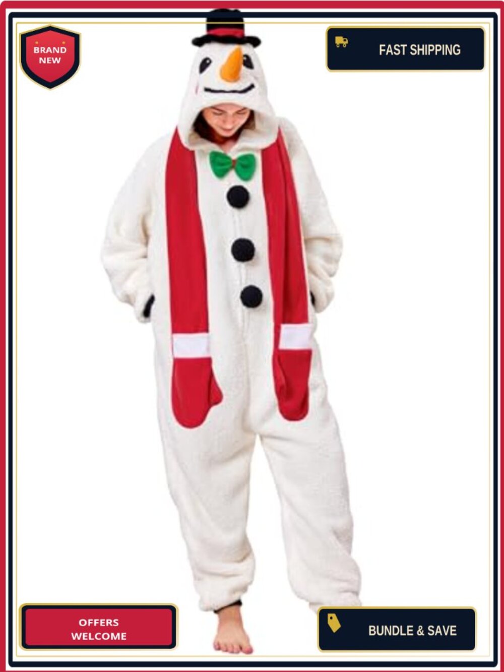 Unisex Sherpa Christmas Onesie Pajama Halloween Costume One-Piece